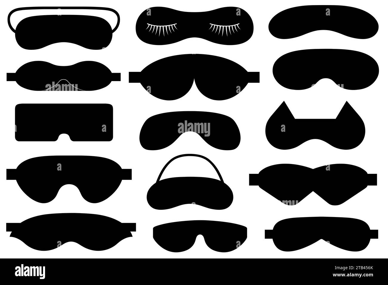 Collage de différentes illustrations de masques de sommeil oculaire isolé sur blanc Banque D'Images