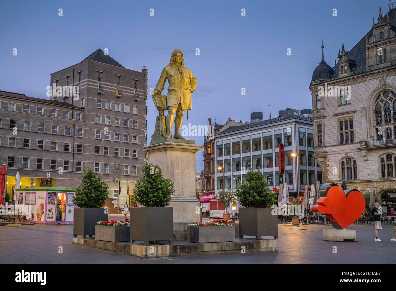 Monument de Haendel, place du marché, Halle an der Saale, Saxe-Anhalt, Allemagne Banque D'Images