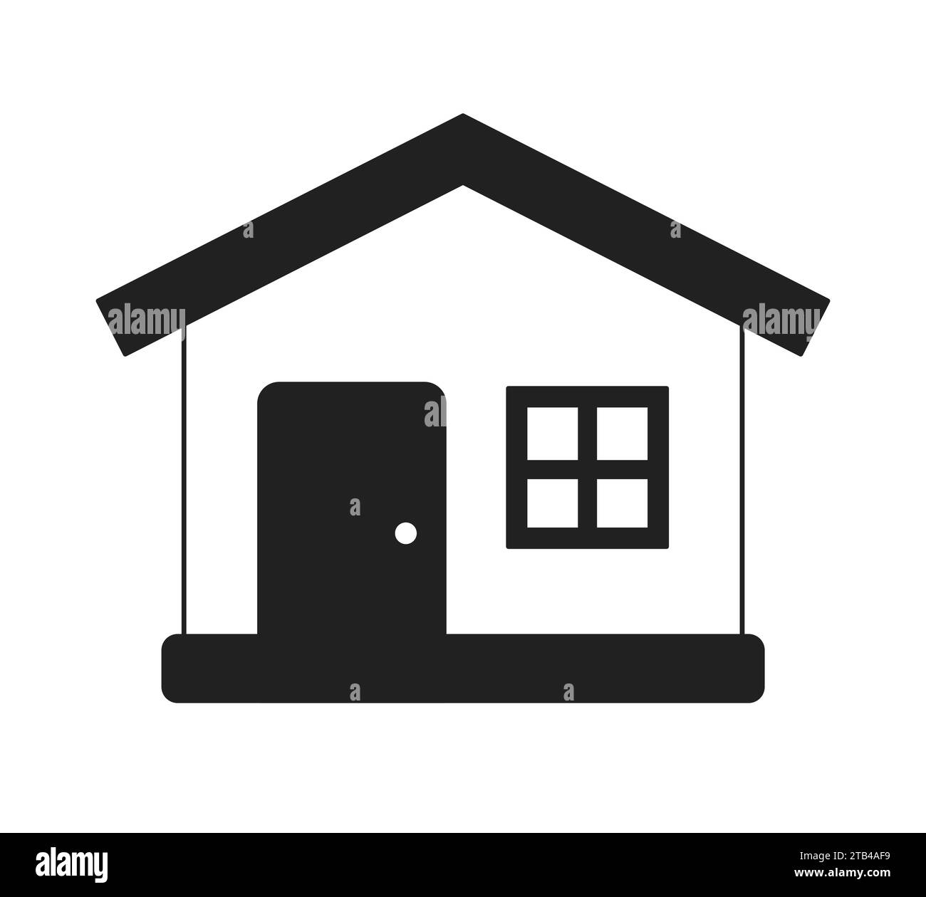 Objet de dessin animé 2D noir et blanc d'une maison d'étage Illustration de Vecteur