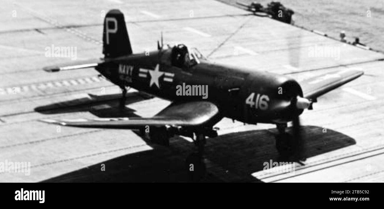 Vought F4U-5 Corsair du VF-104 à bord de l'USS Randolph (CVA-15), en 1953. Banque D'Images