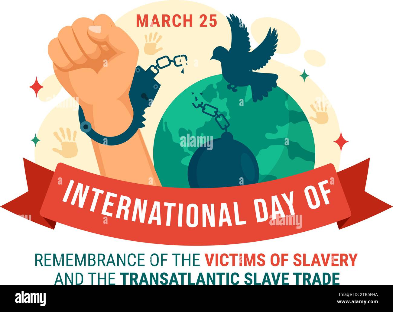 Journée internationale de commémoration des victimes de l ' esclavage et de la conception vectorielle transatlantique de l ' esclave Illustration contre la traite des personnes Illustration de Vecteur