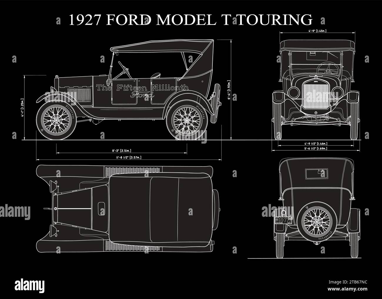 Modèle de voiture Ford T Touring 1927 Illustration de Vecteur