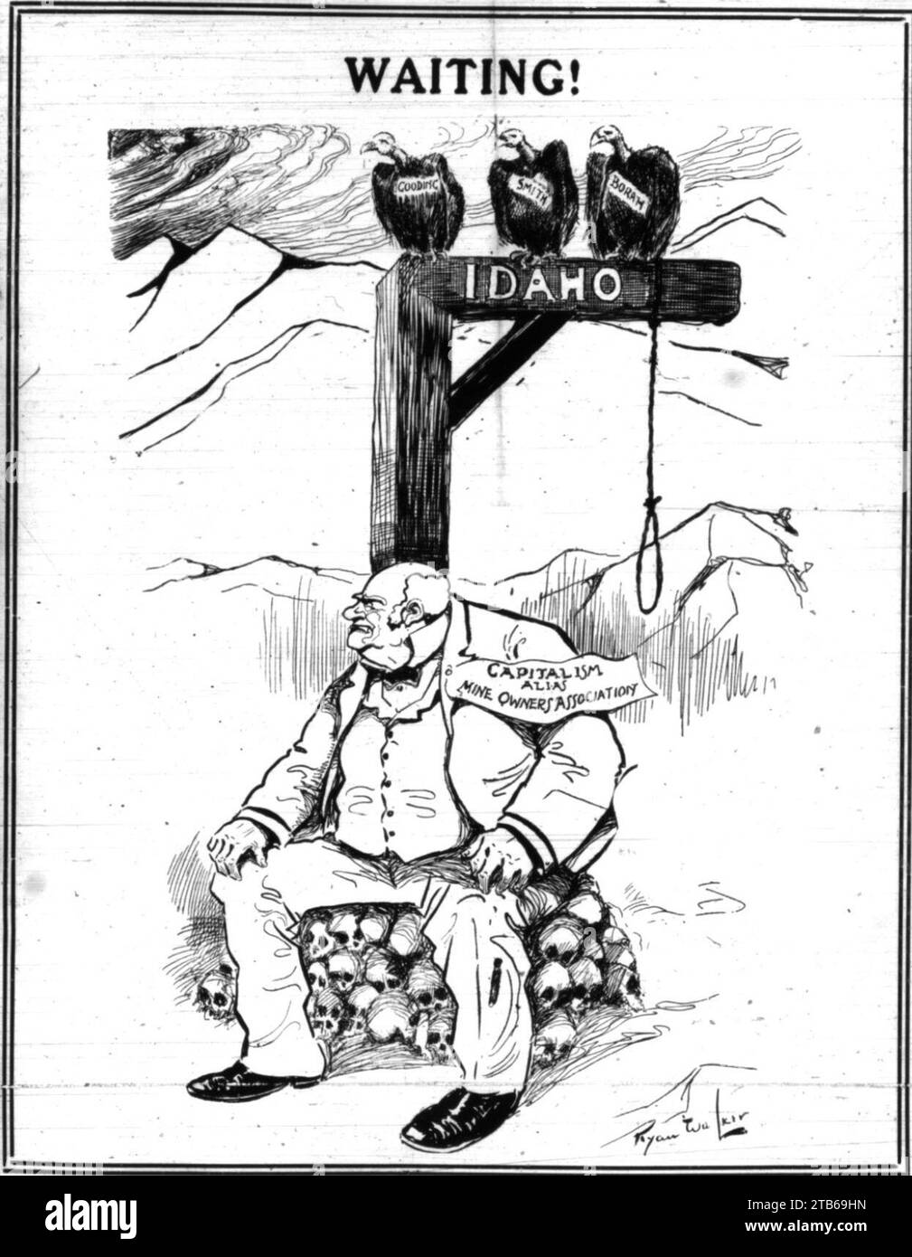 Dessin animé de Walker sur les exécutions politiques en Idaho. Banque D'Images