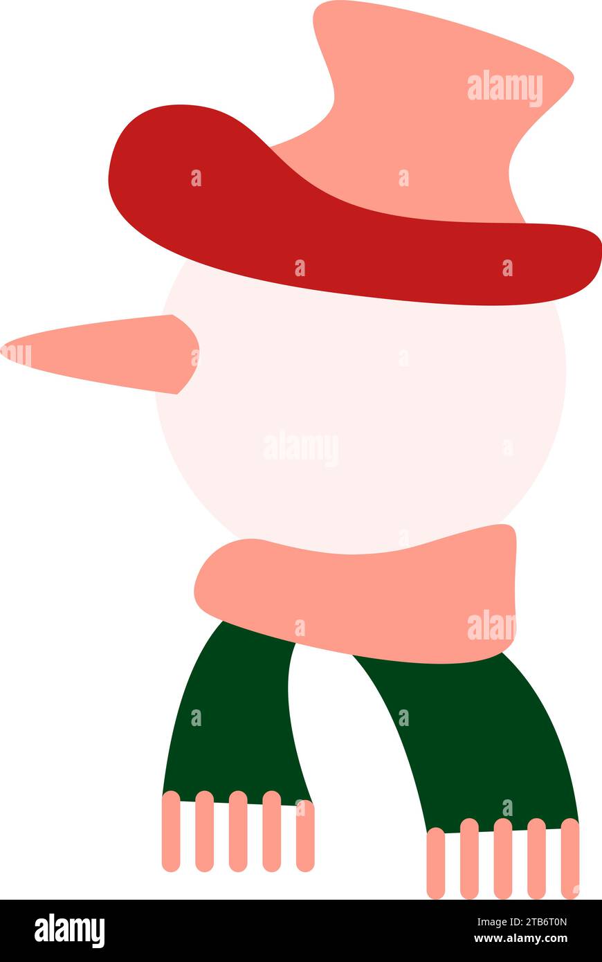 Rouge Vert Pop Art tête de bonhomme de neige dans les vêtements d'hiver. Flat Snowman Head icône des vacances. Elément d'événement de Noël. Simple icône vectorielle plate isolée sur blanc b Illustration de Vecteur