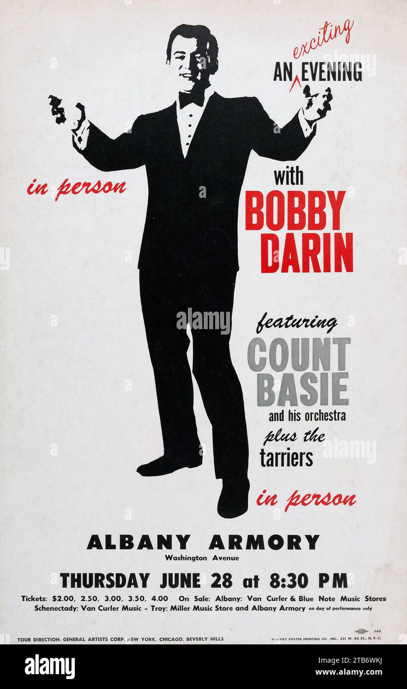 Bobby Darin - Count Basie et son orchestre - Albany Armory affiche de concert (1962) Banque D'Images