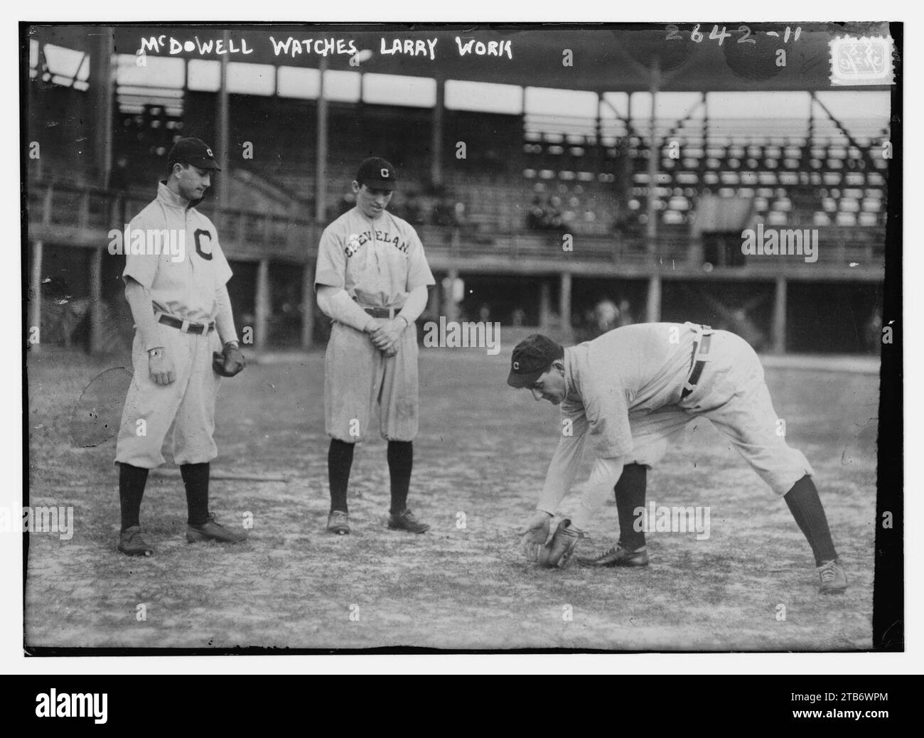 Ward McDowell, outfield perspective, montres Pan Lajoie, Cleveland baseball (AL) Banque D'Images