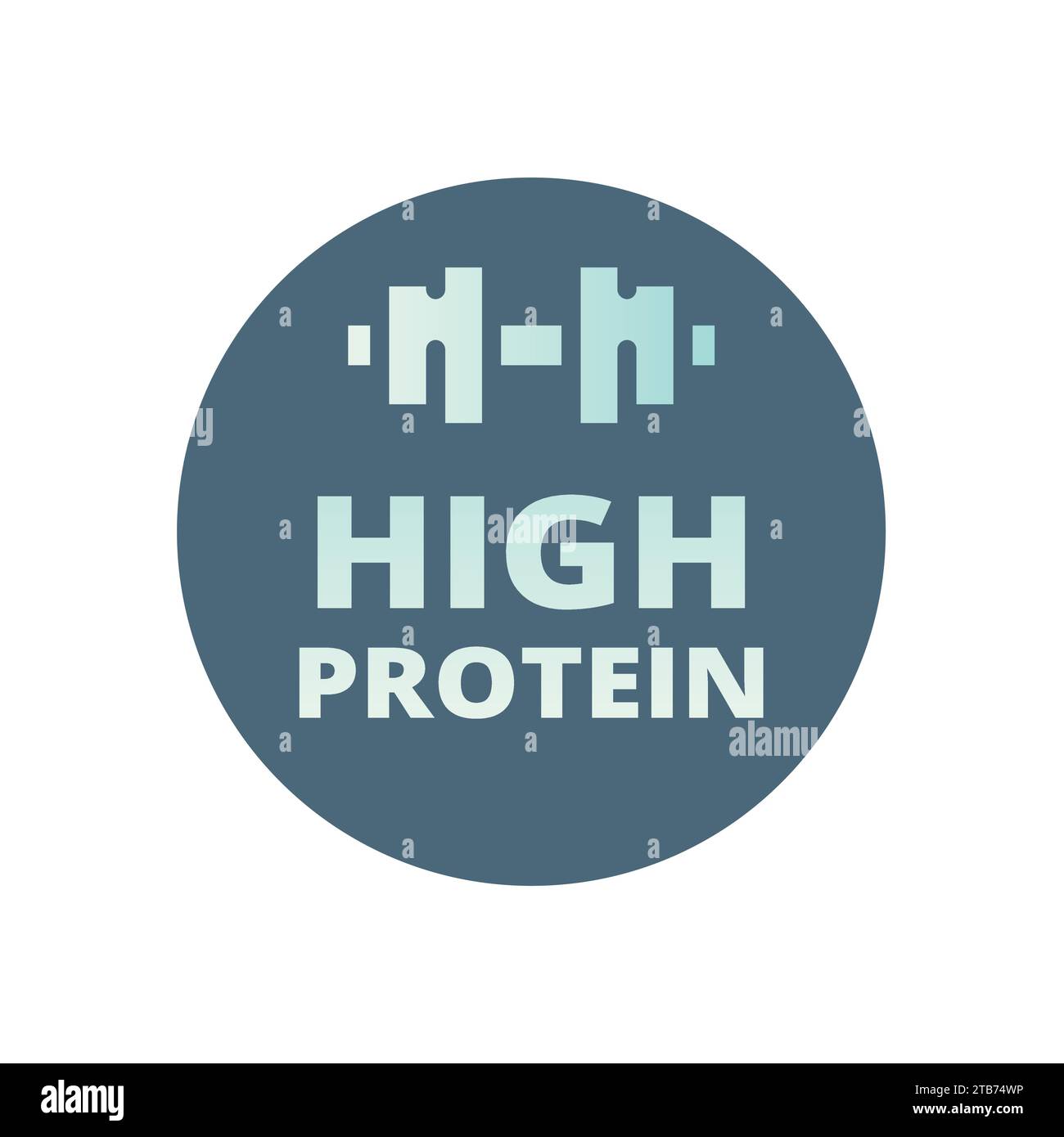 Étiquette de shake ou d'aliment à haute teneur en protéines. Autocollant de nutrition vectorielle avec haltère. Illustration de Vecteur