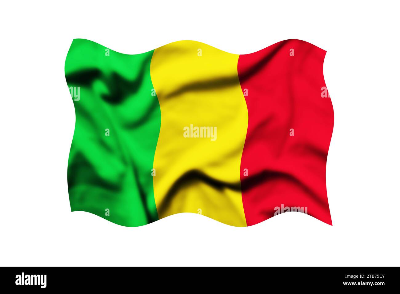 Agitant le drapeau DU MALI sur un fond transparent. rendu 3d. Masque inclus Banque D'Images