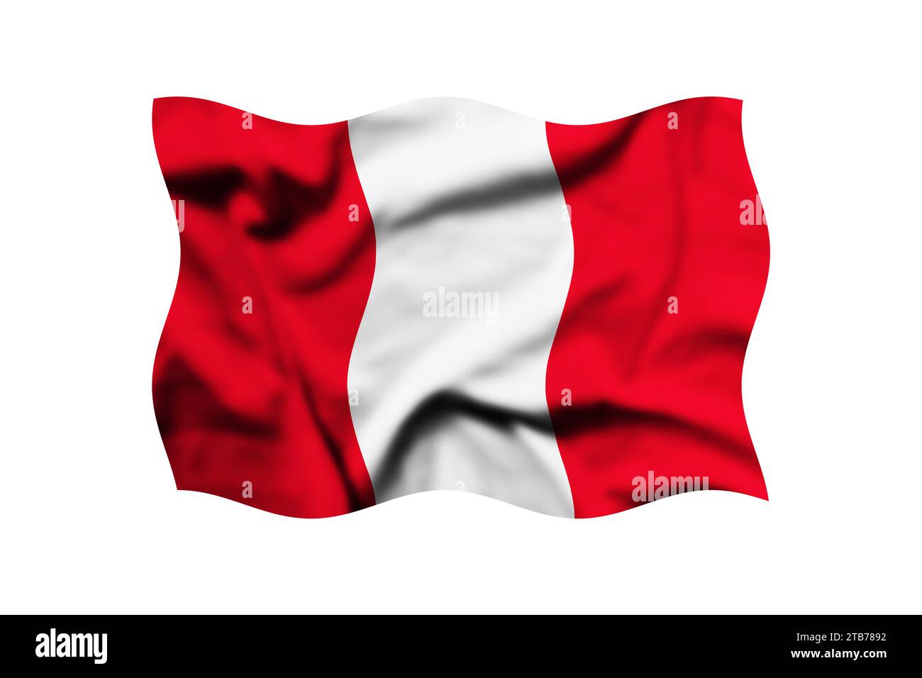 Agitant le drapeau du Pérou isolé sur transparent, rendu 3D. Masque inclus Banque D'Images