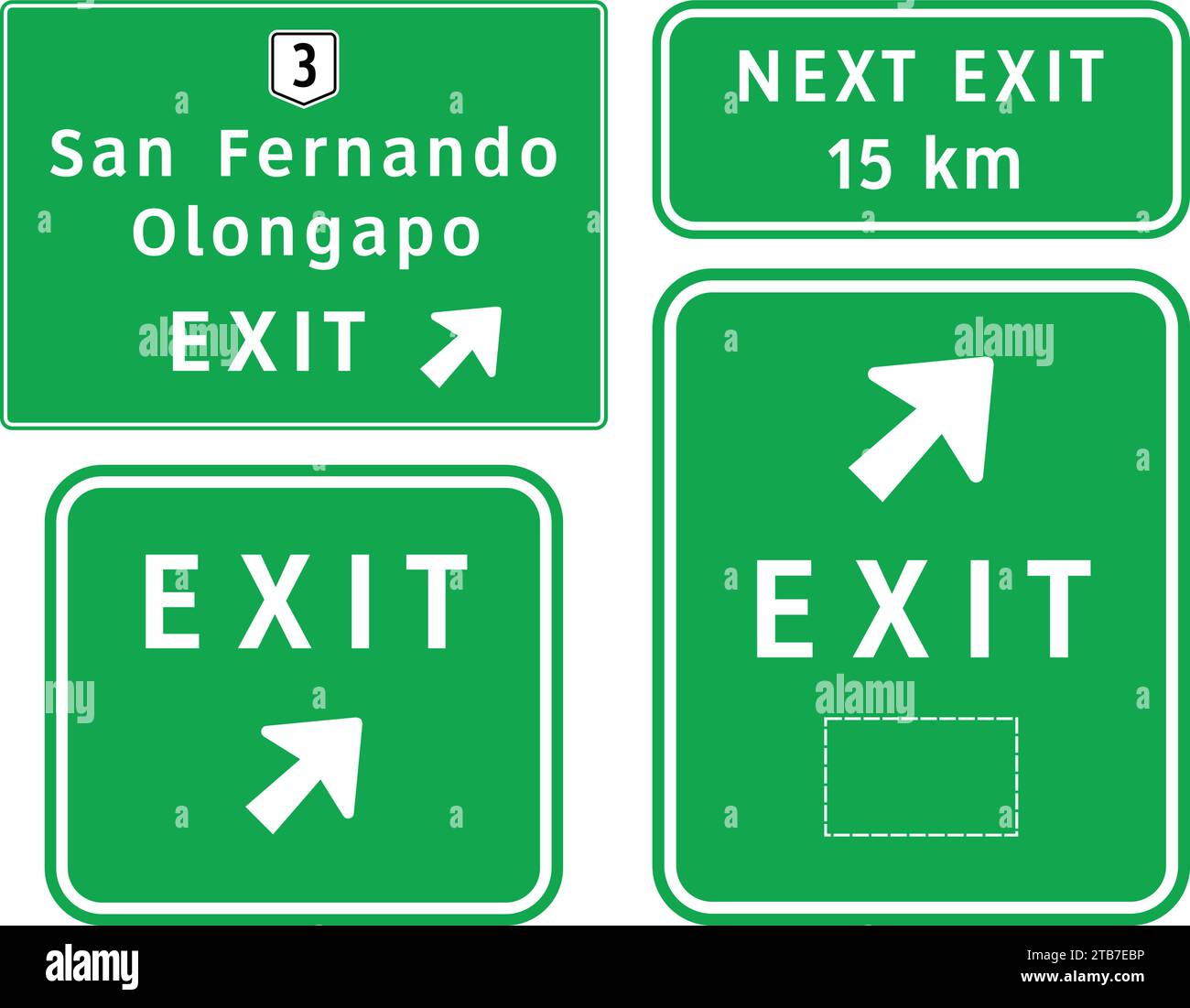 Panneaux indiquant la direction de sortie. Panneaux routiers aux Philippines Illustration de Vecteur
