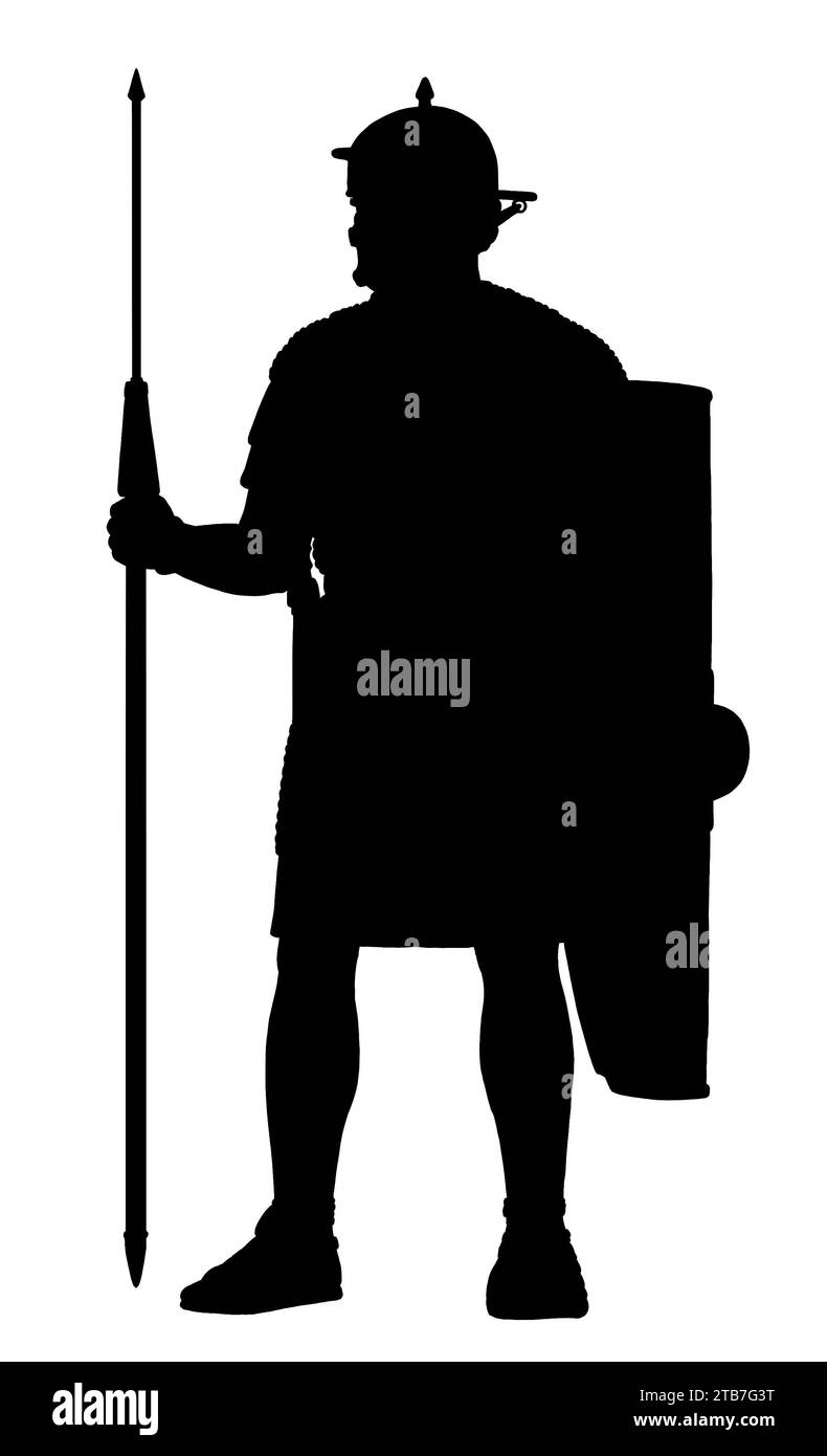 Soldat romain de la Garde prétorienne. Dessin de silhouette historique. Banque D'Images