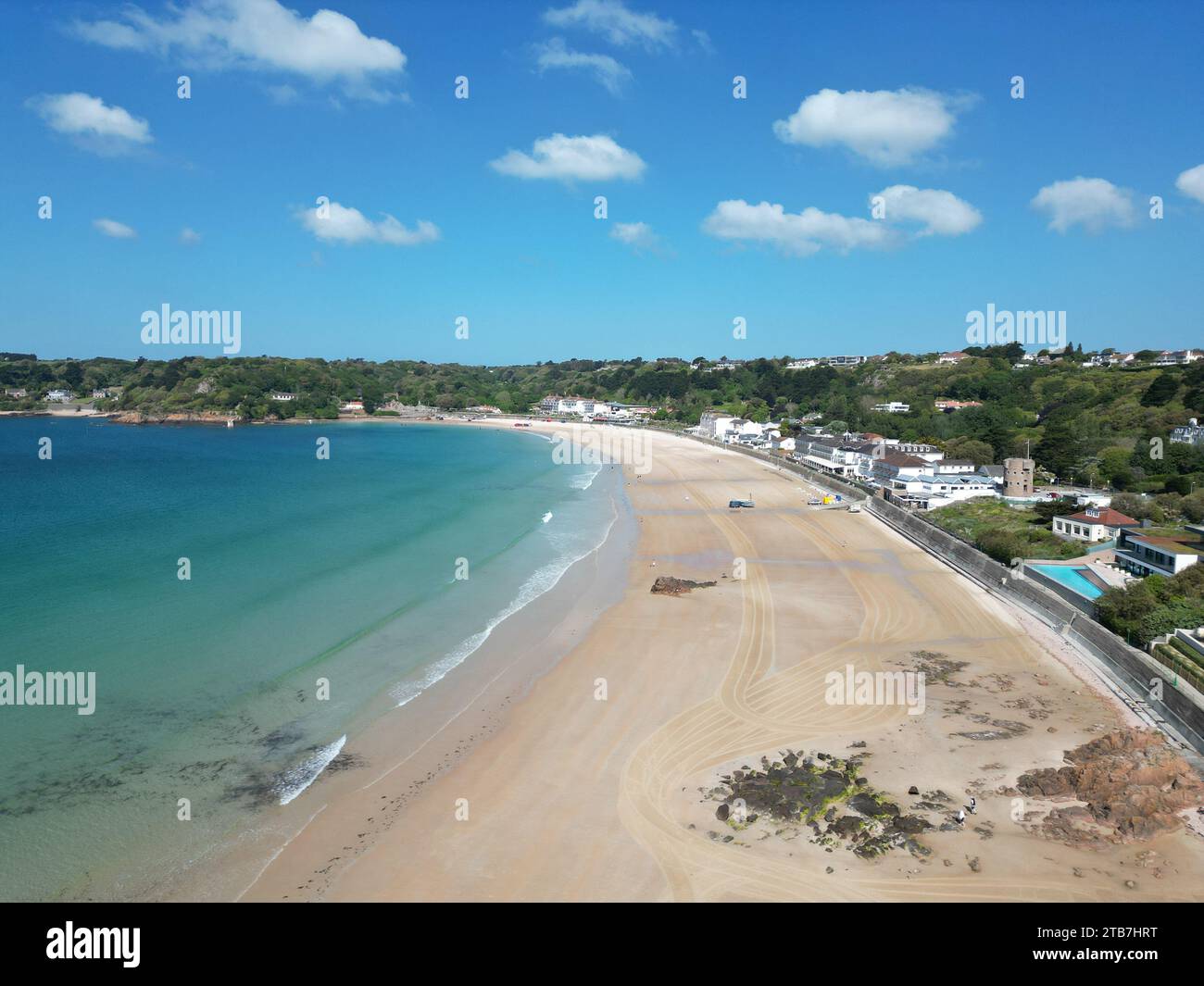 Drone des îles Anglo-Normandes de St Brelades, aérien Banque D'Images