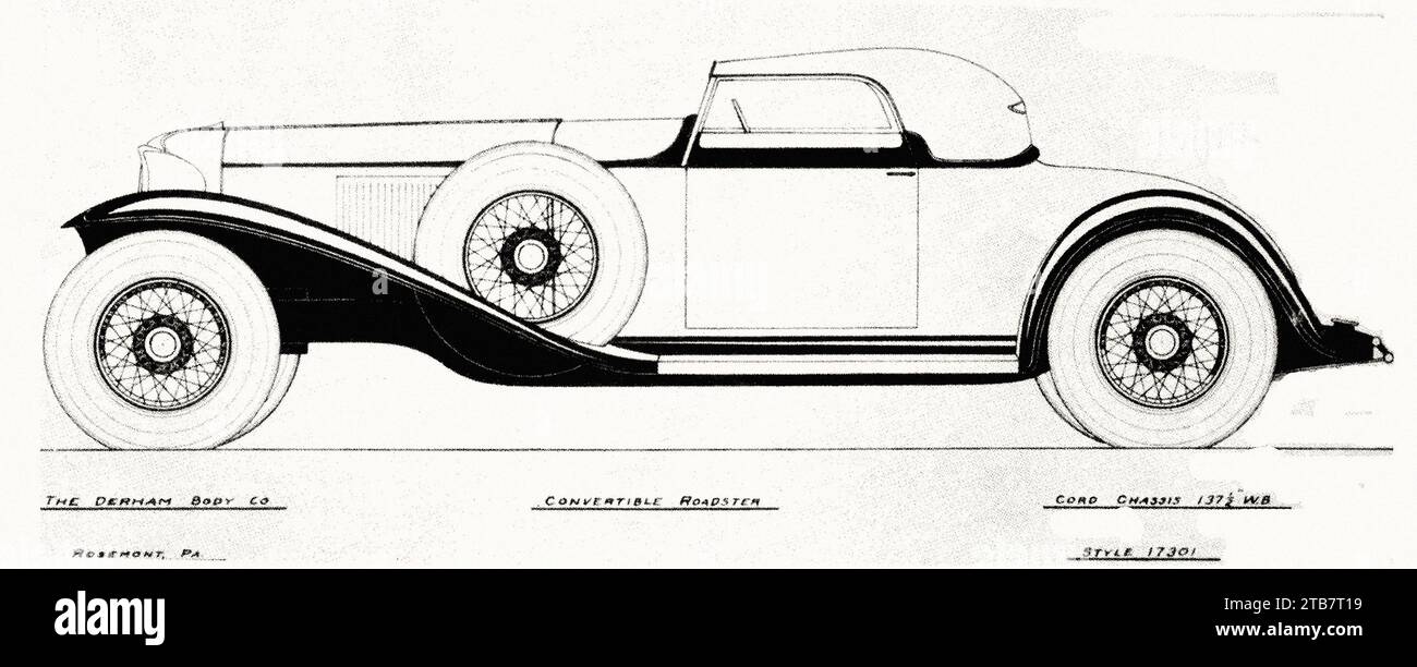 1929 Cord L29 convertible Roadster par Derham - photo de voiture ancienne Banque D'Images