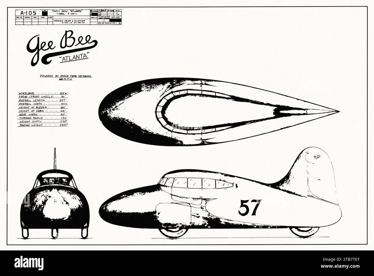 1933 Granville Gee-Bee Atlanta Indy 500 concept - photo de voiture ancienne Banque D'Images