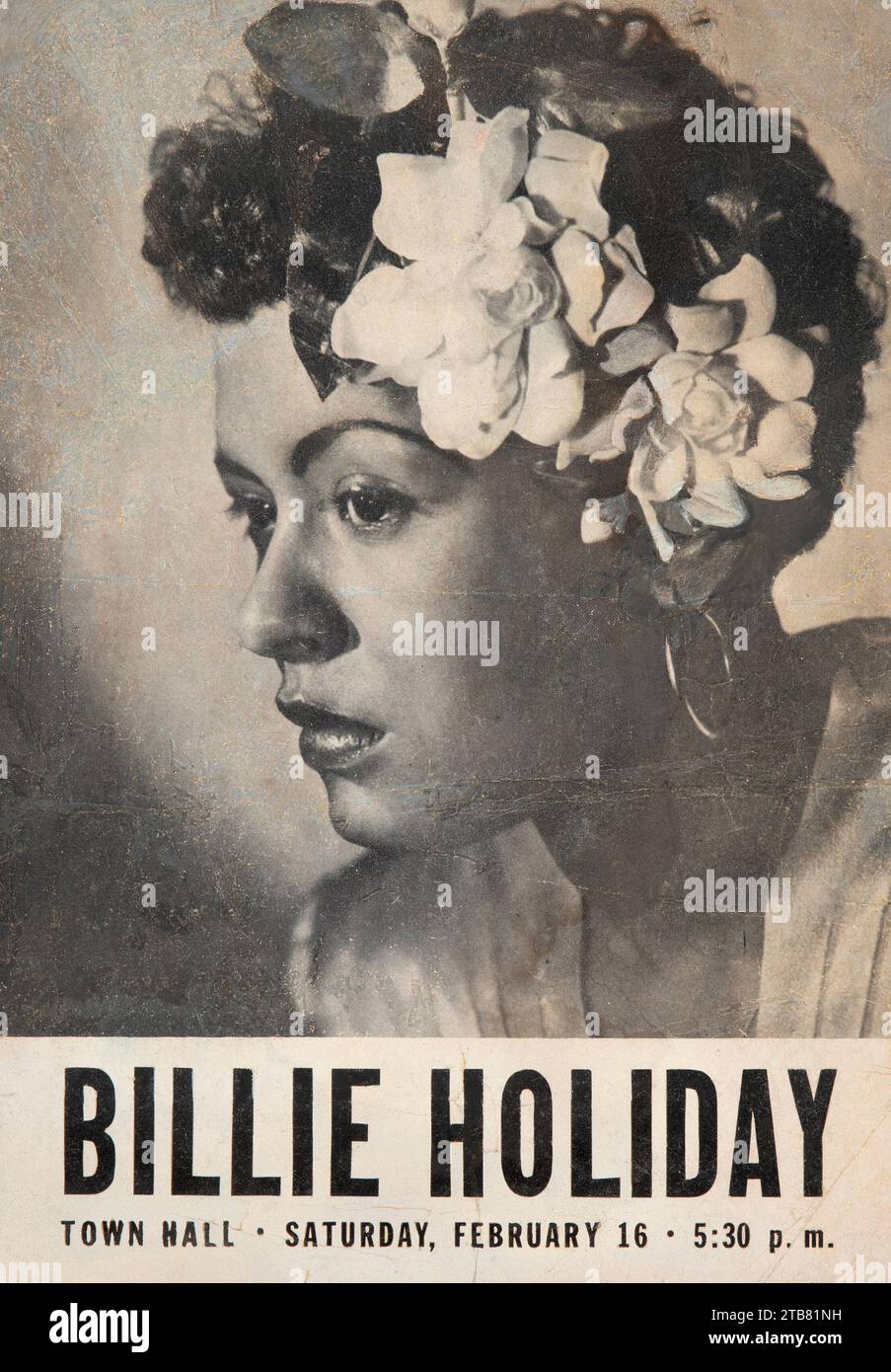 Affiche Jazz vintage - Billie Holiday February 16, 1946 New York City, Town Hall, concert handbill - flyer Banque D'Images