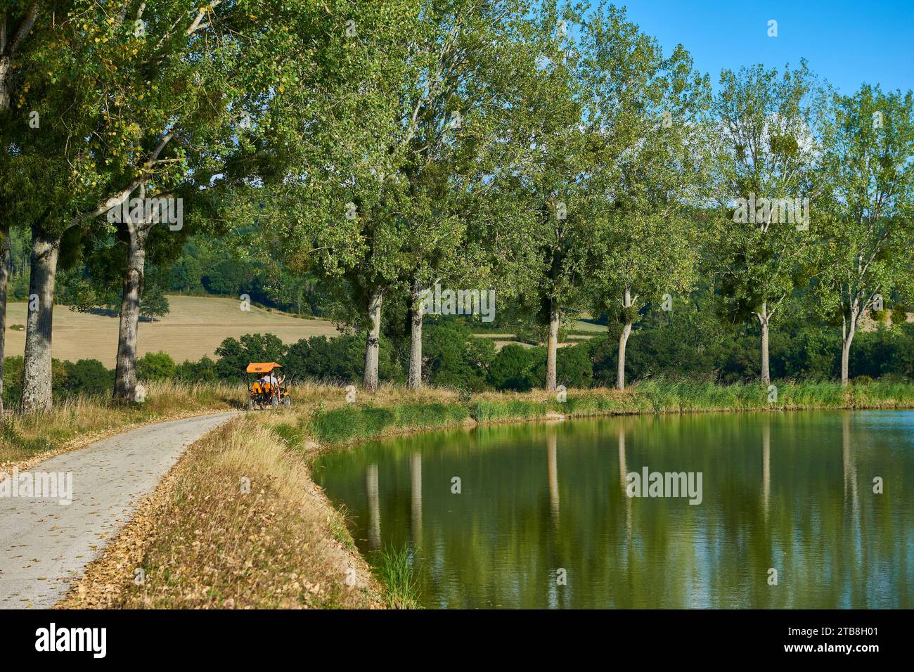 Chassey (nord-est de la France) : location touristique de quadricycles le long des rives du canal de Bourgogne Banque D'Images