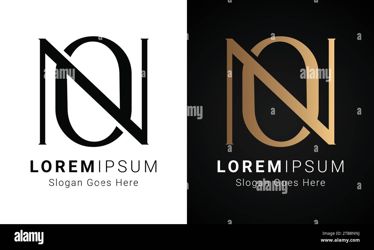 Initiale de luxe NO ou logo de lettre de texte monogramme Illustration de Vecteur