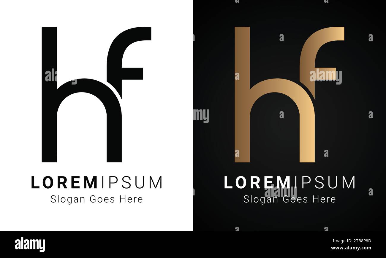 Design de logo de lettre de texte de luxe initial HF ou FH Monogram Illustration de Vecteur