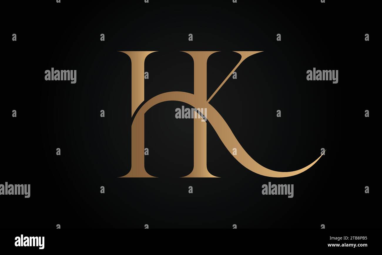 Design initial de logo de lettre de texte de luxe KH ou HK Monogram Illustration de Vecteur