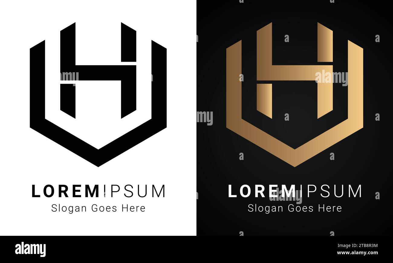 Logo de luxe initial VH ou HV Monogram avec lettre textuelle Illustration de Vecteur
