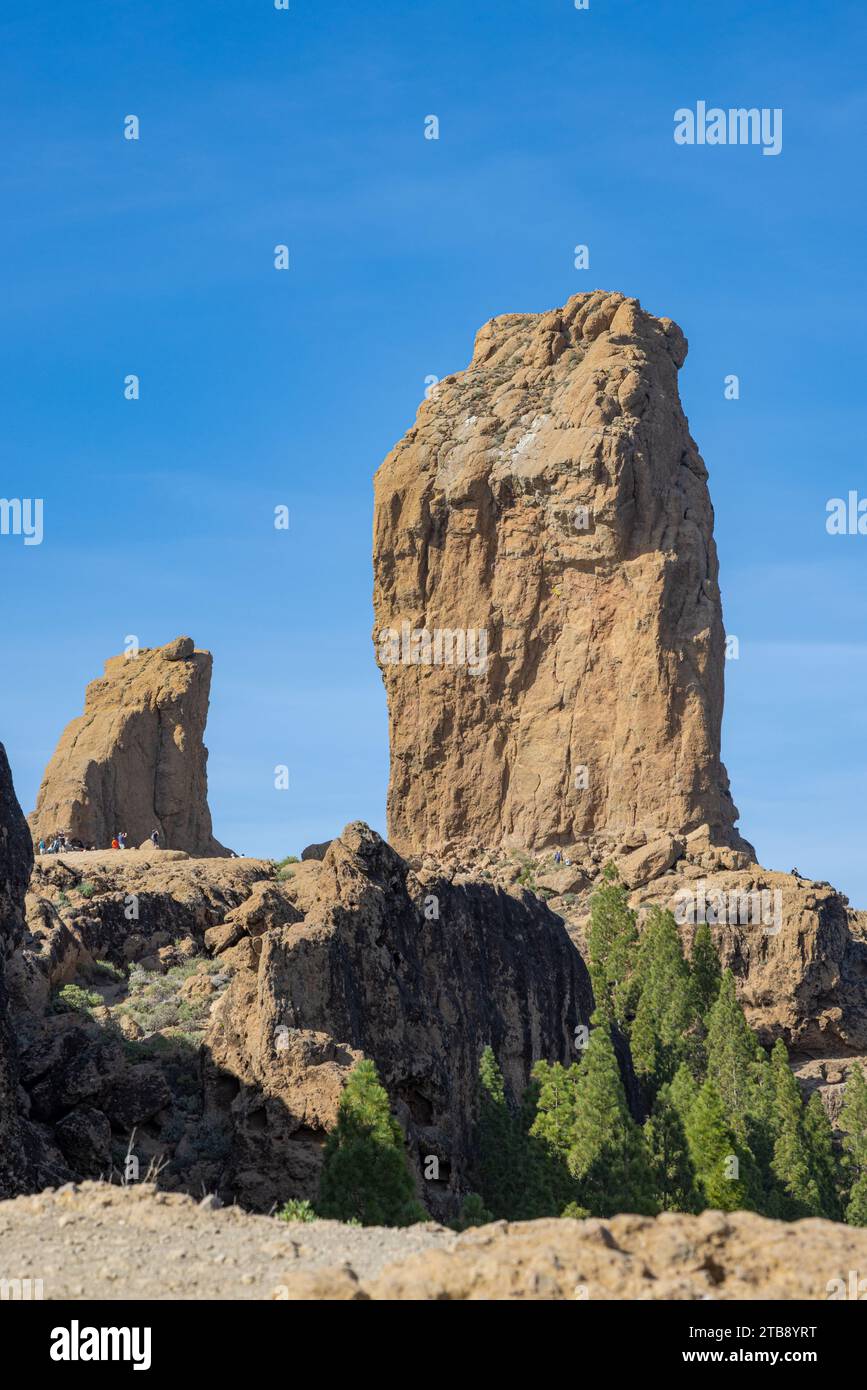 Roque Nublo montagne sacrée au parc rural Roque Nublo, plus haut sommet de l'île de Gran Canaria, Espagne Banque D'Images