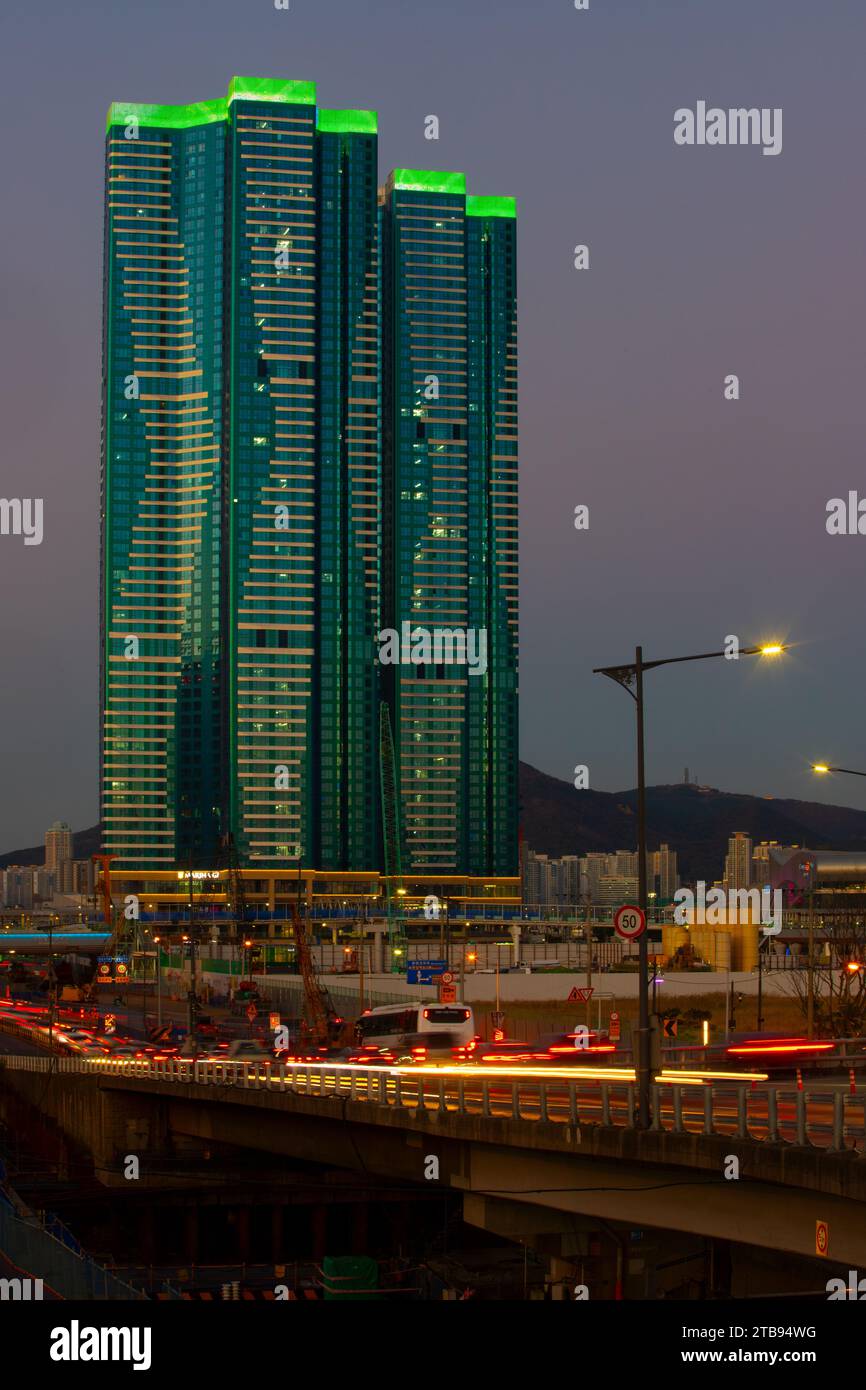 Busan après le coucher du soleil, Corée du Sud Banque D'Images