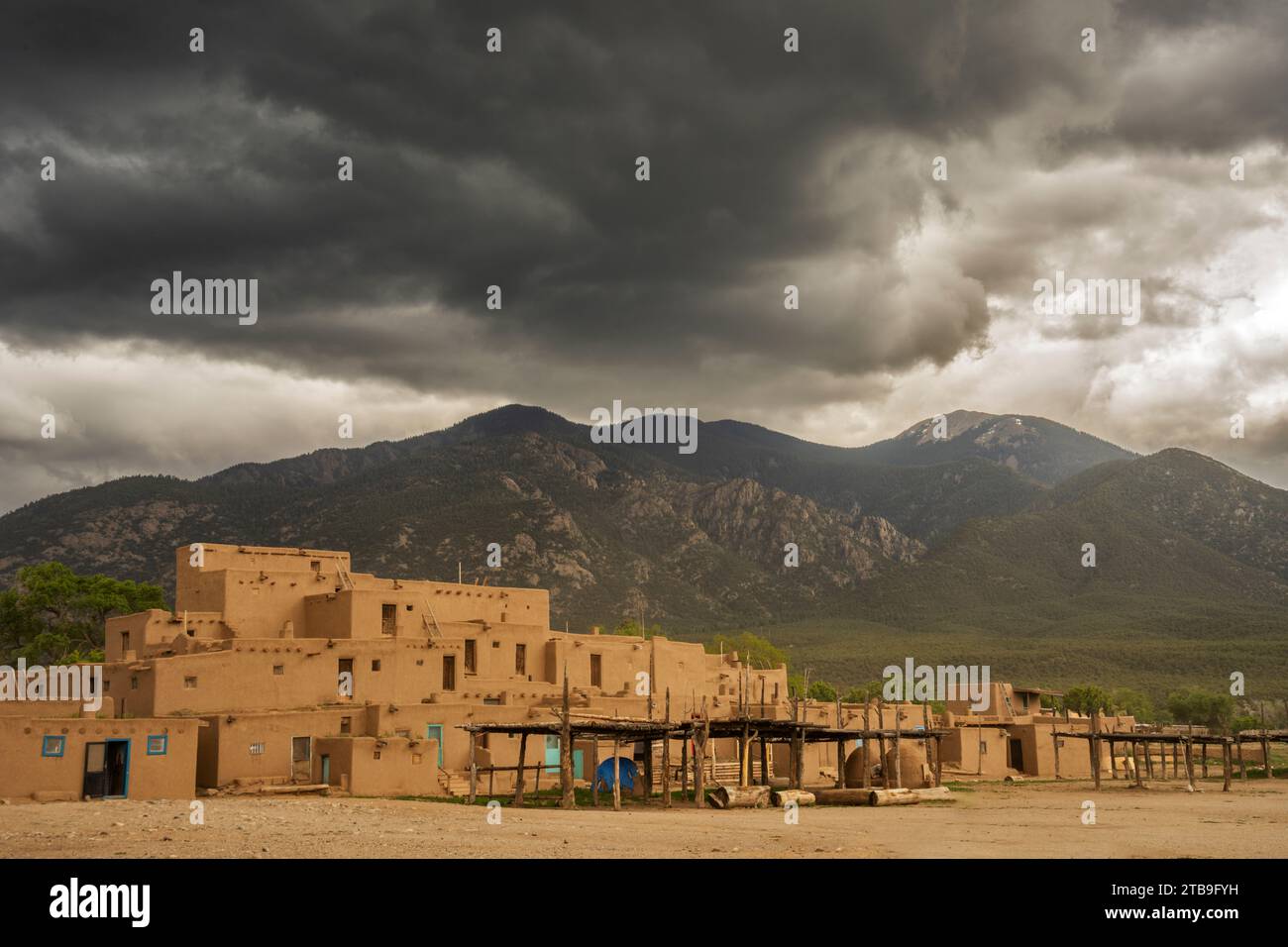 Taos Pueblo, Service des parcs nationaux des États-Unis, Centre du patrimoine mondial de l'UNESCO. Taos, Nouveau Mexique Banque D'Images