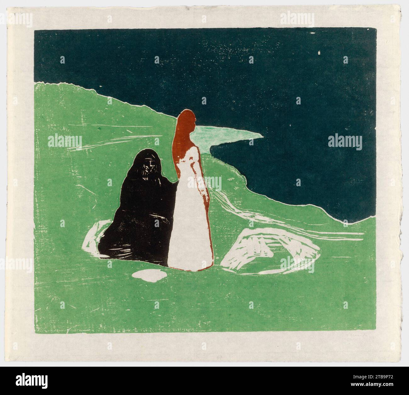 Deux femmes sur le rivage. Edvard Munch. 1898. Gravure sur bois. Banque D'Images