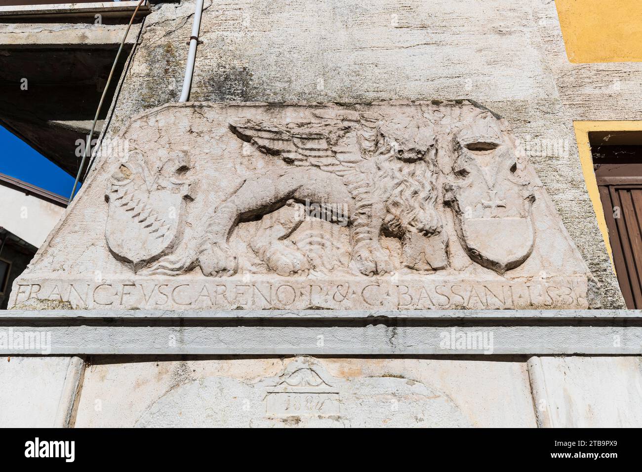 Vallée de Brenta - Primolano - Fontaine du Lion (Lion Marcien de 1534) Banque D'Images