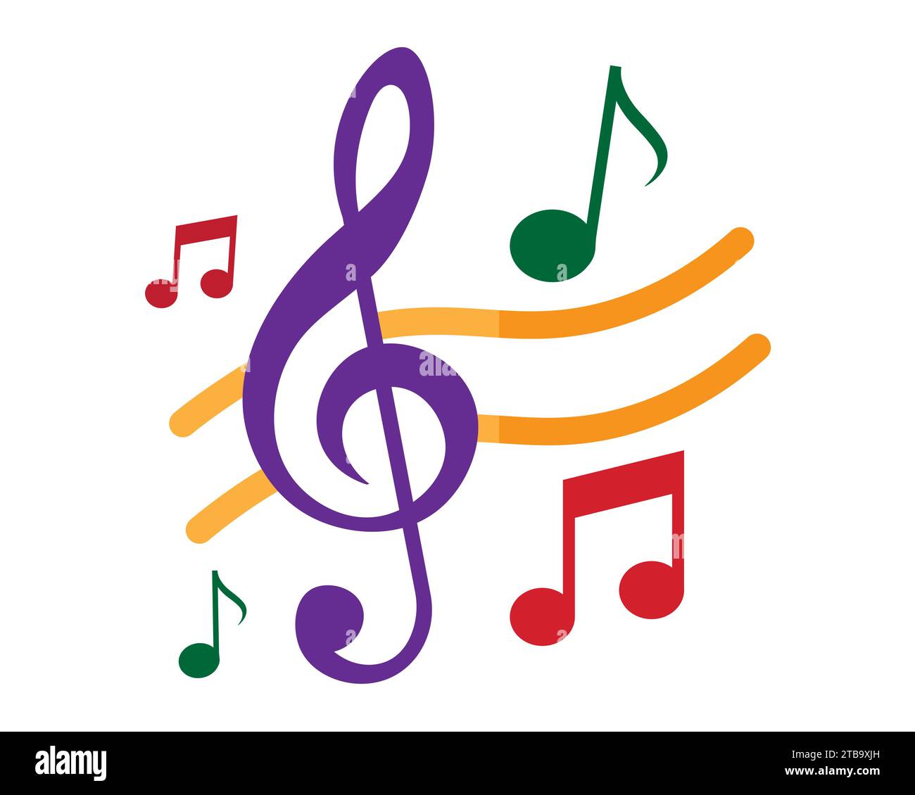 Notes de musique colorées, castor, Beam note, Treble clef dans l'illustration vectorielle de piste de musique Illustration de Vecteur