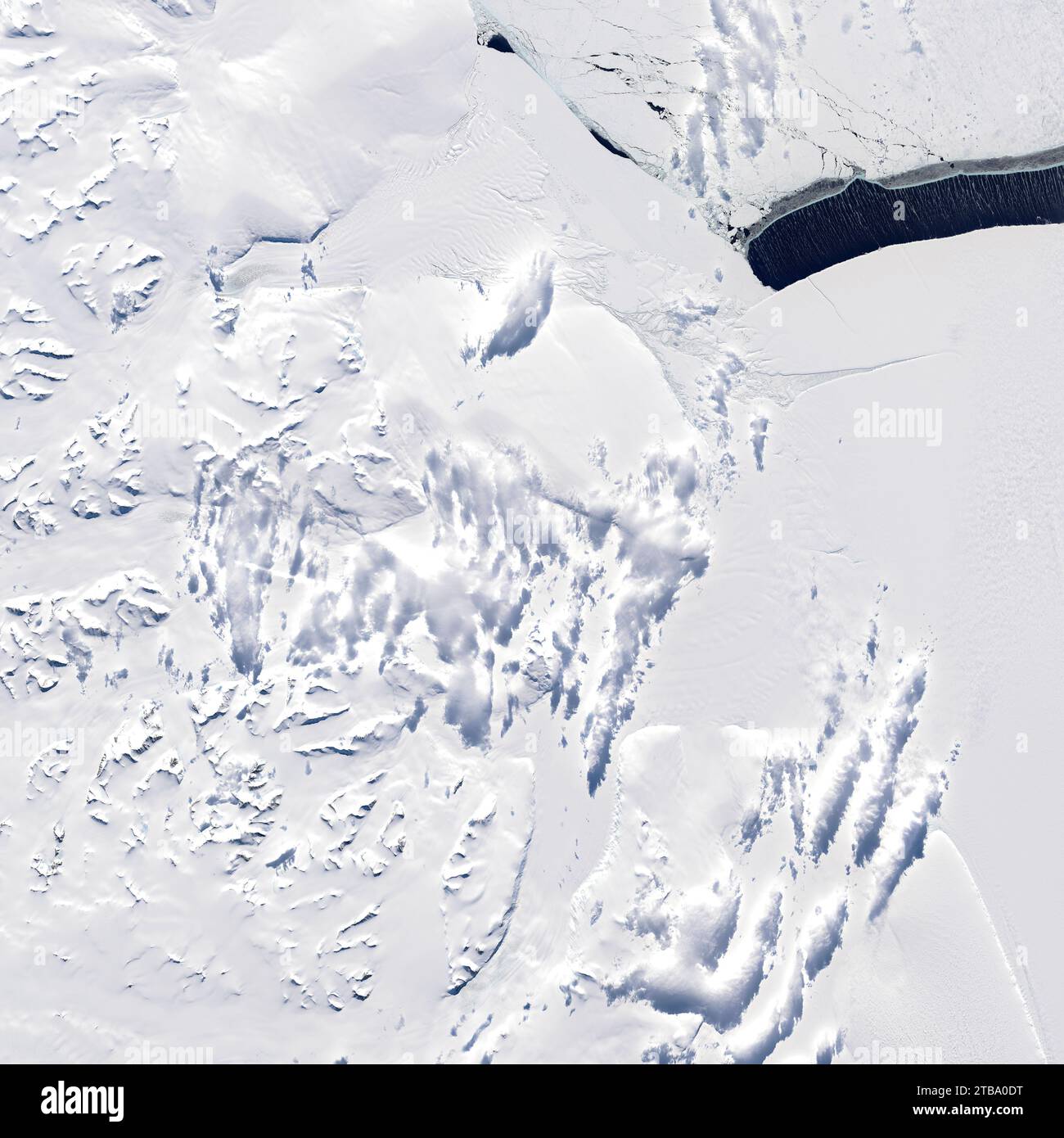 Vue satellite montrant un tableau de glace de mer dans la mer de Weddell. Banque D'Images