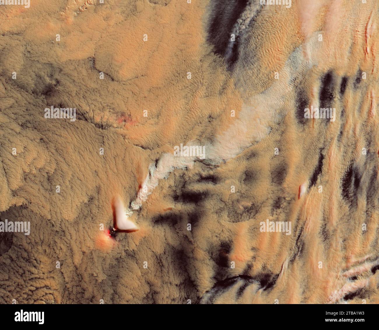 Image satellite du mont Michael, un volcan actif dans les îles Sandwich du Sud. Banque D'Images