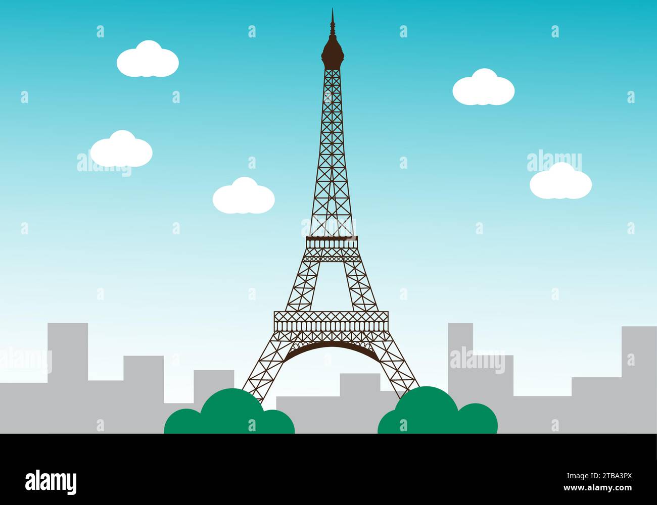 Tour Eiffel avec illustration vectorielle de ville Illustration de Vecteur
