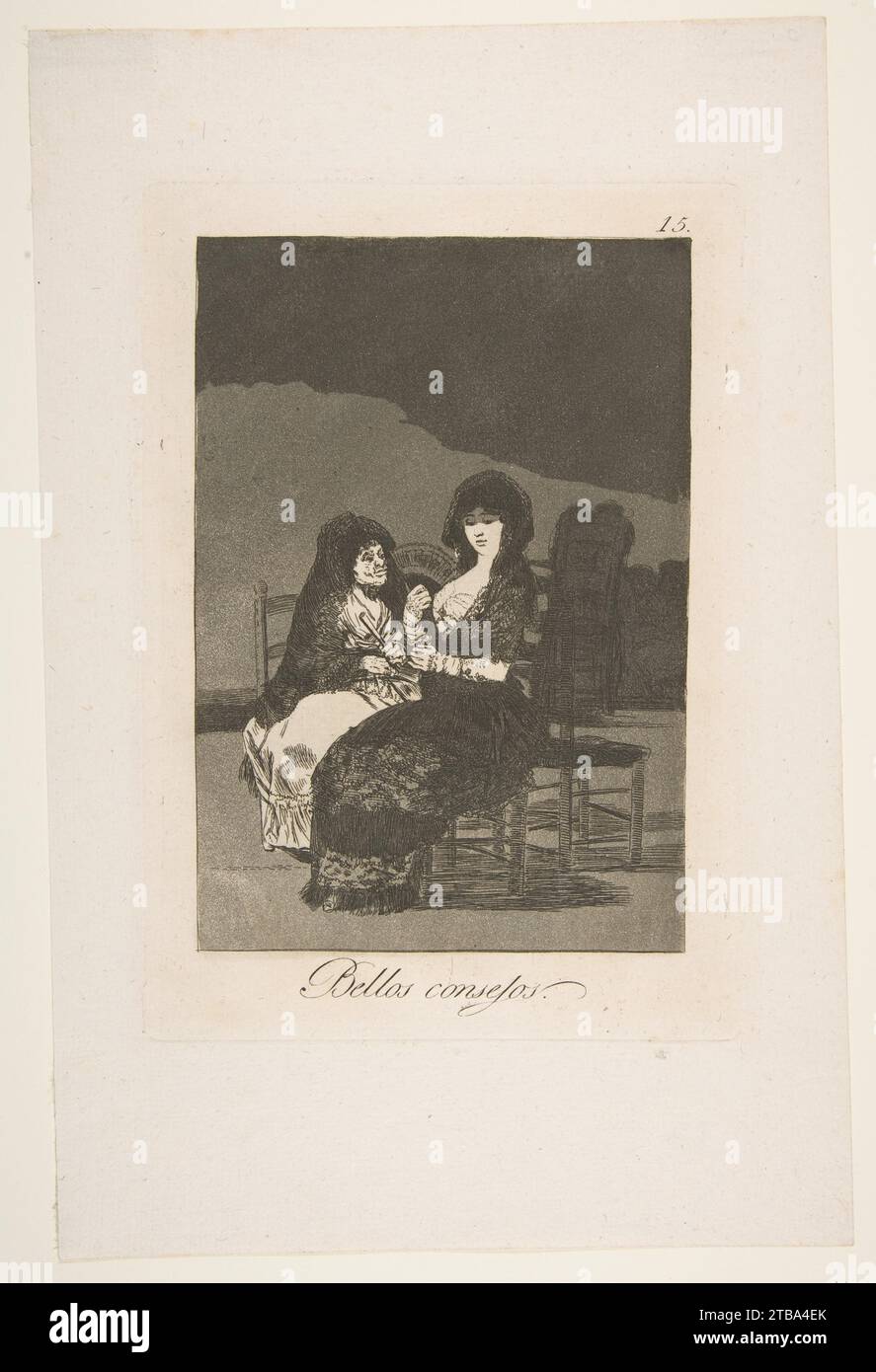 Planche 15 de 'Los Caprichos' : un joli conseil (Bellos conseilljos) 1916 de Goya (Francisco de Goya y Lucientes) Banque D'Images