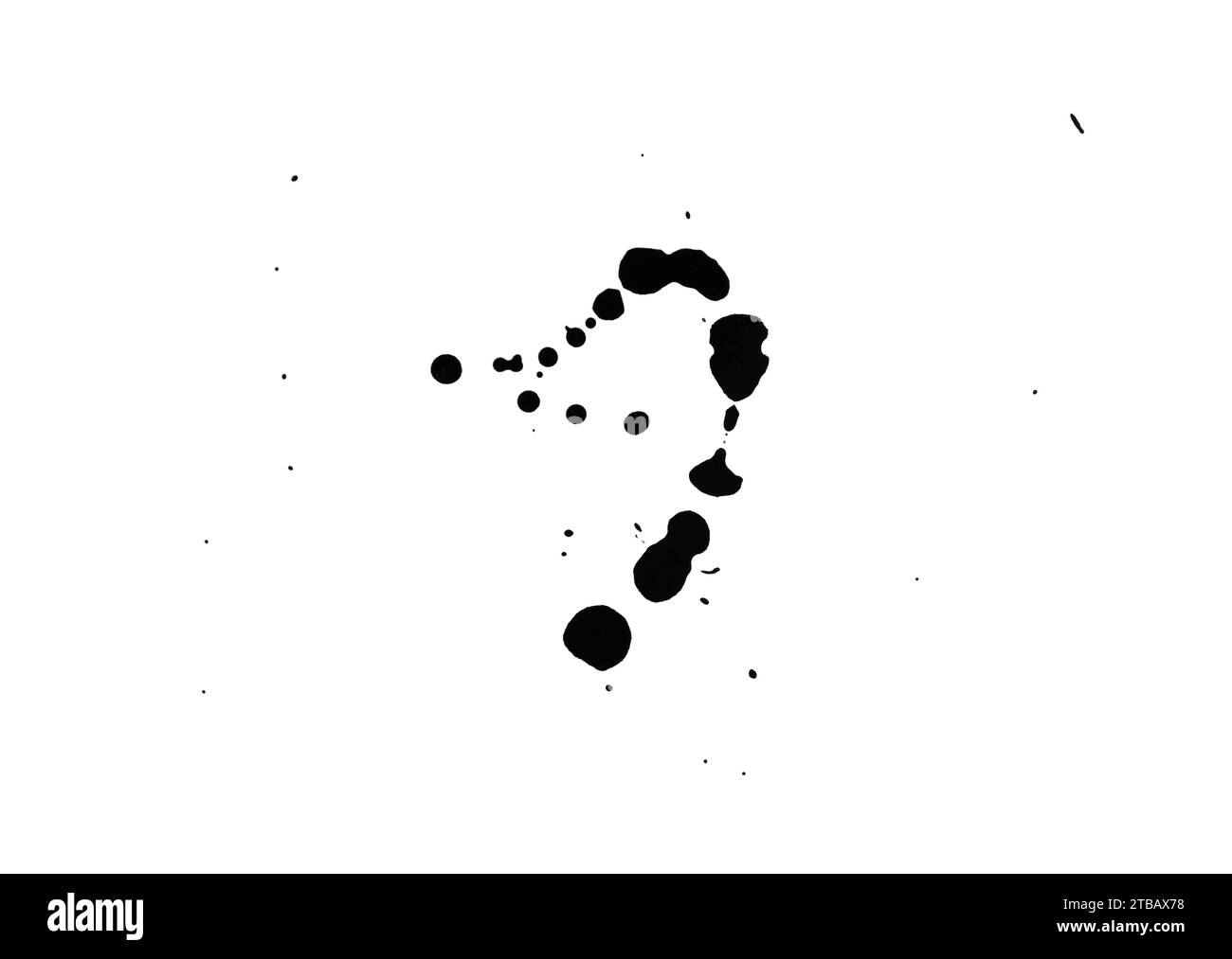 Taches d'encre noire isolées sur blanc, vue de dessus Banque D'Images