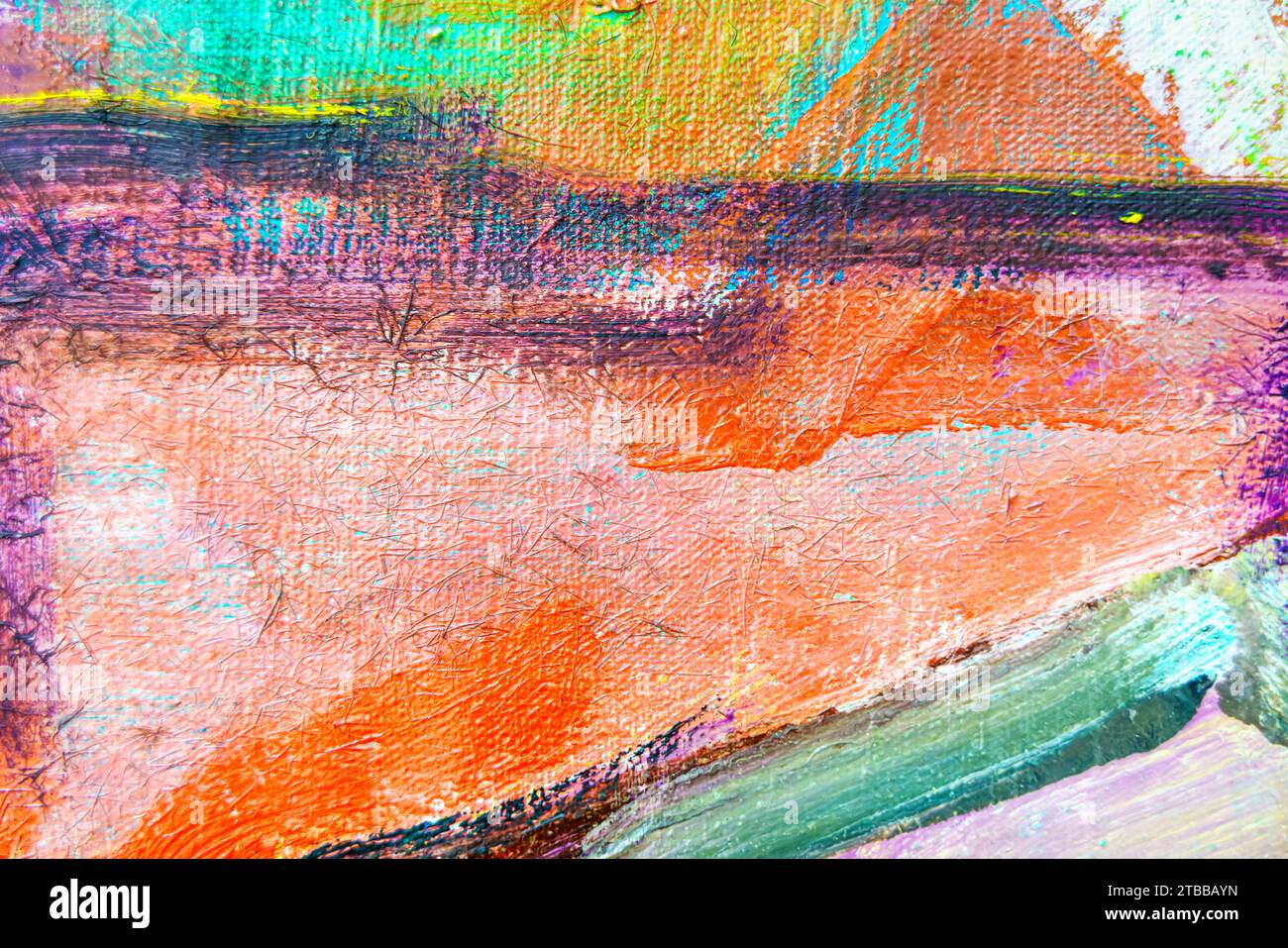 Fond d'art abstrait coloré de peinture à l'huile pour la conception. Texture de toile et peinture à l'huile. Banque D'Images