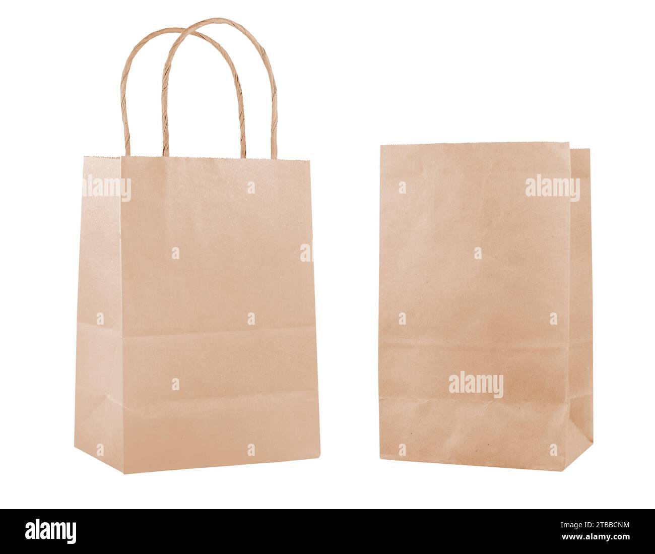 Sac de papier plié isolé sur fond blanc Banque D'Images