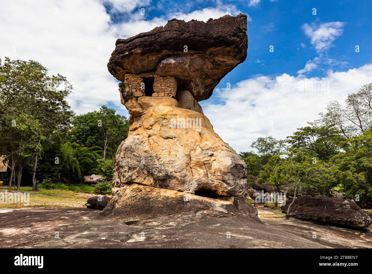 Phu Phra Bat Historical Park, pierre naturelle de champignon avec chambre faite par l'homme, Ban Phue, Udon Thani, Isan, Thaïlande, Asie du Sud-est, Asie Banque D'Images