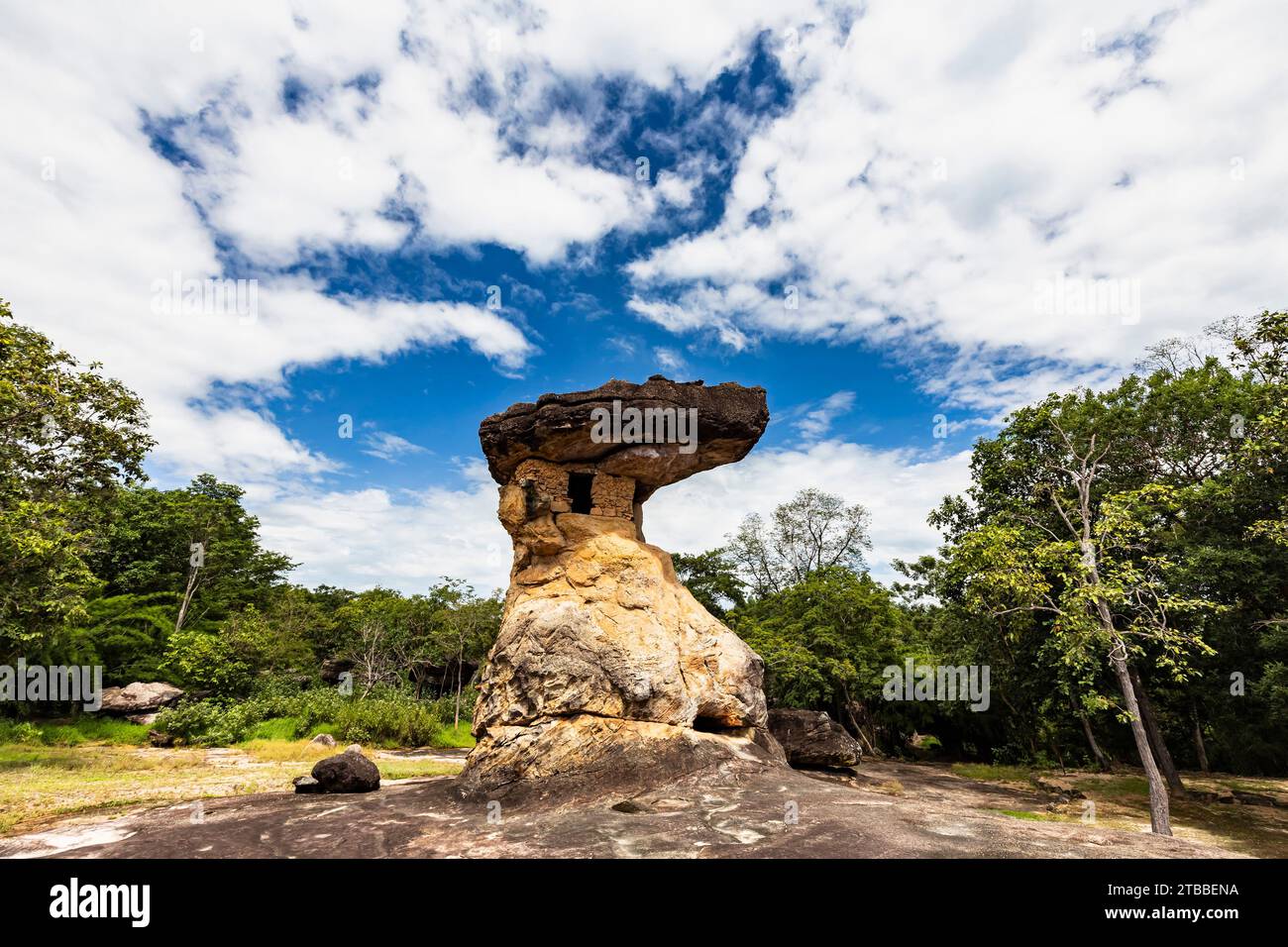 Phu Phra Bat Historical Park, pierre naturelle de champignon avec chambre faite par l'homme, Ban Phue, Udon Thani, Isan, Thaïlande, Asie du Sud-est, Asie Banque D'Images