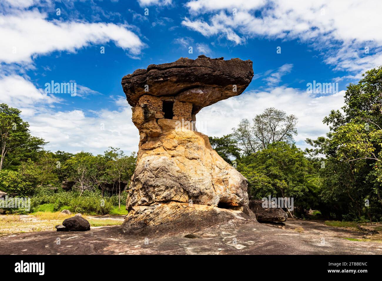 Phu Phra Bat Historical Park, pierre naturelle de champignon avec chambre faite par l'homme, Ban Phue, Udon Thani, Isan, Thaïlande, Asie du Sud-est, Asie Banque D'Images