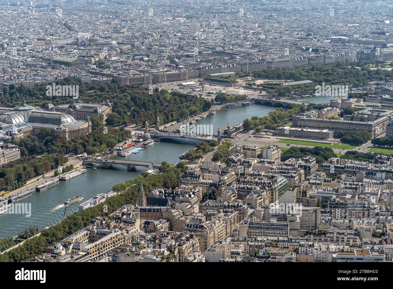 Paysage urbain de Paris, vue aérienne de Paris, la Seine Banque D'Images