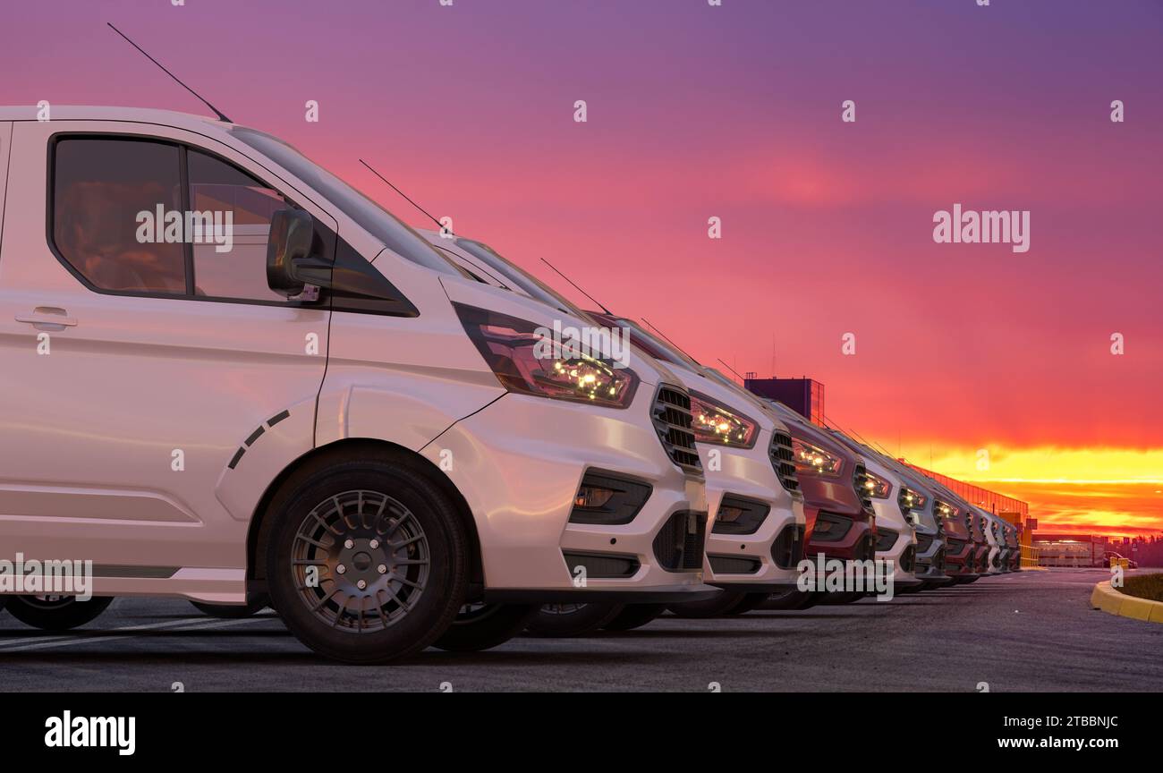 rangée de fourgonnettes génériques dans le stationnement Banque D'Images