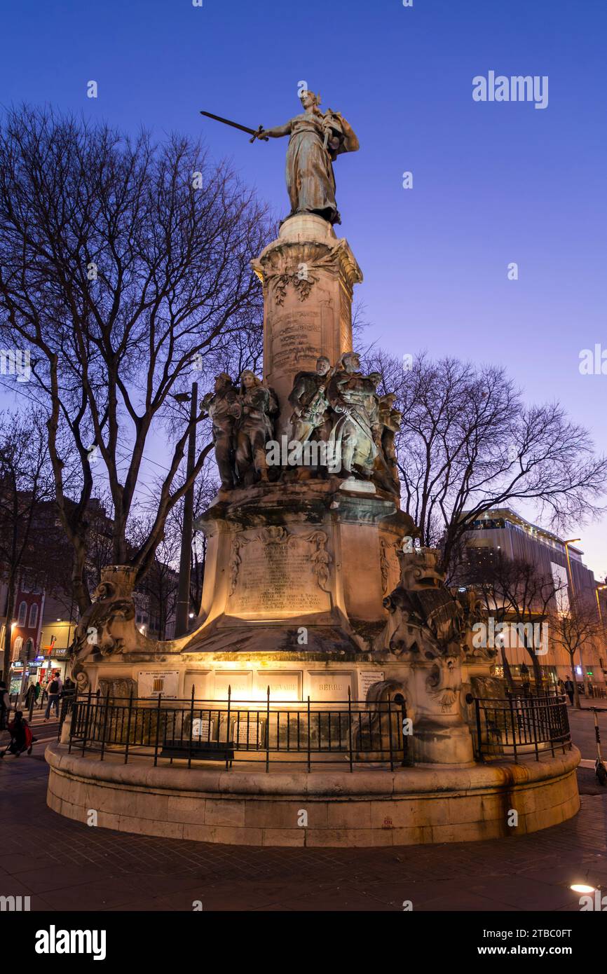 Marseille, France - 28 janvier 2022 : Monument des mobiles à la Canebière, dédié à la guerre franco-prussienne de 1870. Banque D'Images