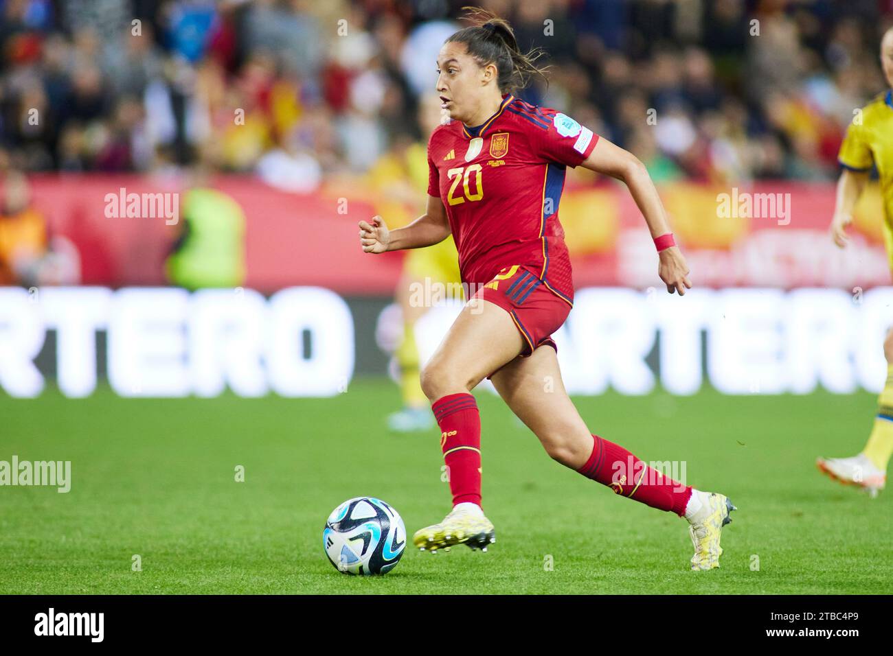 Fiamma d'Espagne lors de la Ligue des Nations féminines de l'UEFA, match de football du groupe D entre l'Espagne et la Suède le 5 décembre 2023 au stade la Rosaleda de Malaga, Espagne Banque D'Images