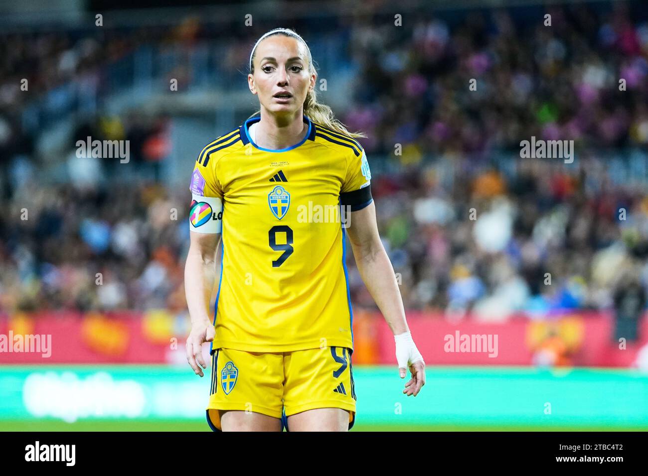 Kosovare Asllani de Suède lors de la Ligue des nations féminines de l'UEFA, match de football du groupe D entre l'Espagne et la Suède le 5 décembre 2023 au stade la Rosaleda de Malaga, Espagne Banque D'Images