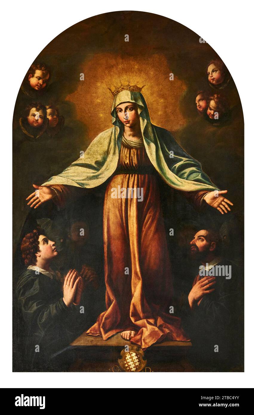 Madonna della Misericordia - olio su tela - Raffaello Schiaminossi - XVII secolo - Sansepolcro (AR), cattedrale di S. Giovanni Evangelista Banque D'Images