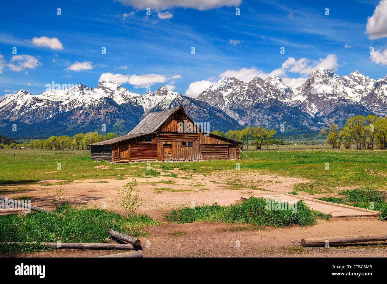 Historic T. A. Moulton Barn à Mormon Row dans le parc national de Grand Teton, Wyoming Banque D'Images