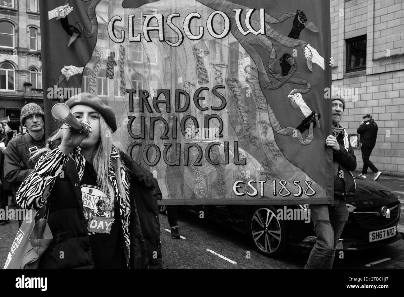 Glasgow Trades Union Council Parade du 1er mai 2023 Banque D'Images