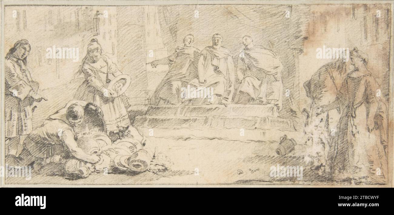 Illustration pour un livre : butin présenté à trois dignitaires 1959 par Giovanni Battista Tiepolo Banque D'Images