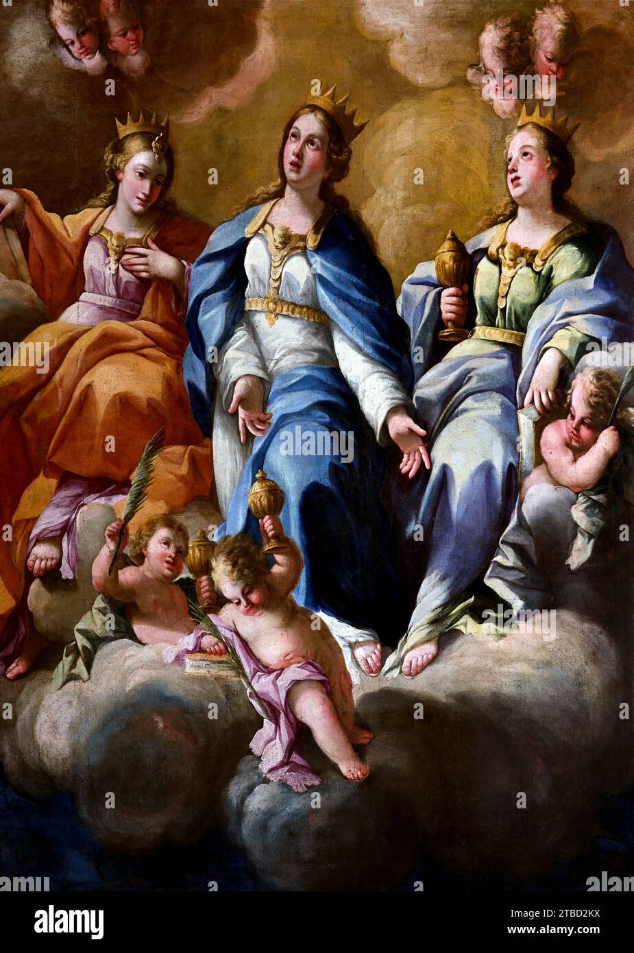 Le Sante Archelaide, tecla e Susanna - les Saints Archelaide, Thecla et Susanna par Matteo Orgitano 1680-1695 17e siècle, Chiesa di San Giorgio Banque D'Images